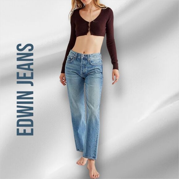 EDWIN ANTHROPOLOGIE Women’s Kali Ankle Jeans in the Size 26 inWipeout Blue Color - Picture 1 of 11